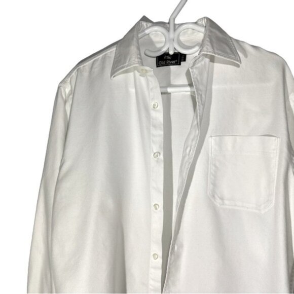 Vintage Old River white button down long sleeves polo shirt size M - Picture 4 of 4